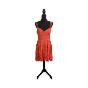 Emmelee Lace Open-Back Coral Pink Dress Sz M